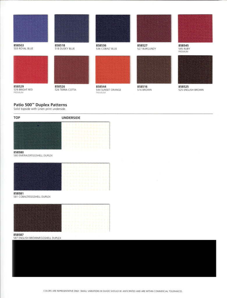 Patio 500 Awning Fabric Color Options