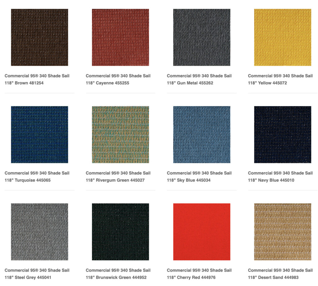Shade Sail Commercial Fabric Color Options